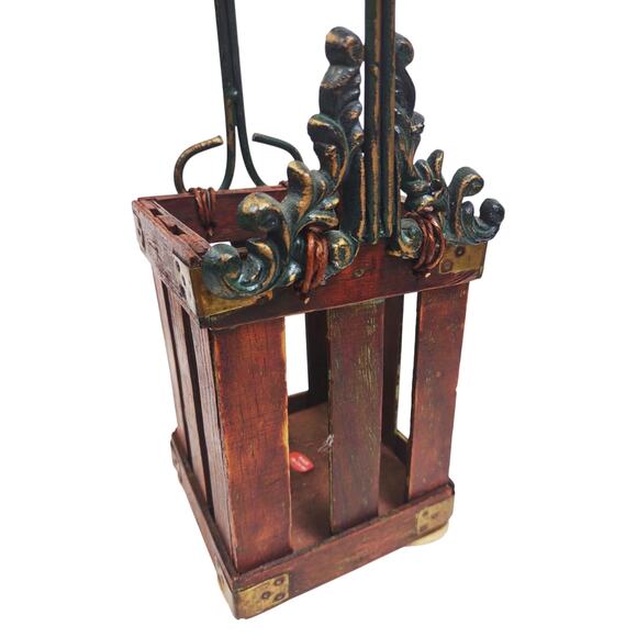 Vintage Wood Metal Decorative Wine Carrier Caddy Ivy Rustic Farm Country 14"x5" - Picture 4 of 10